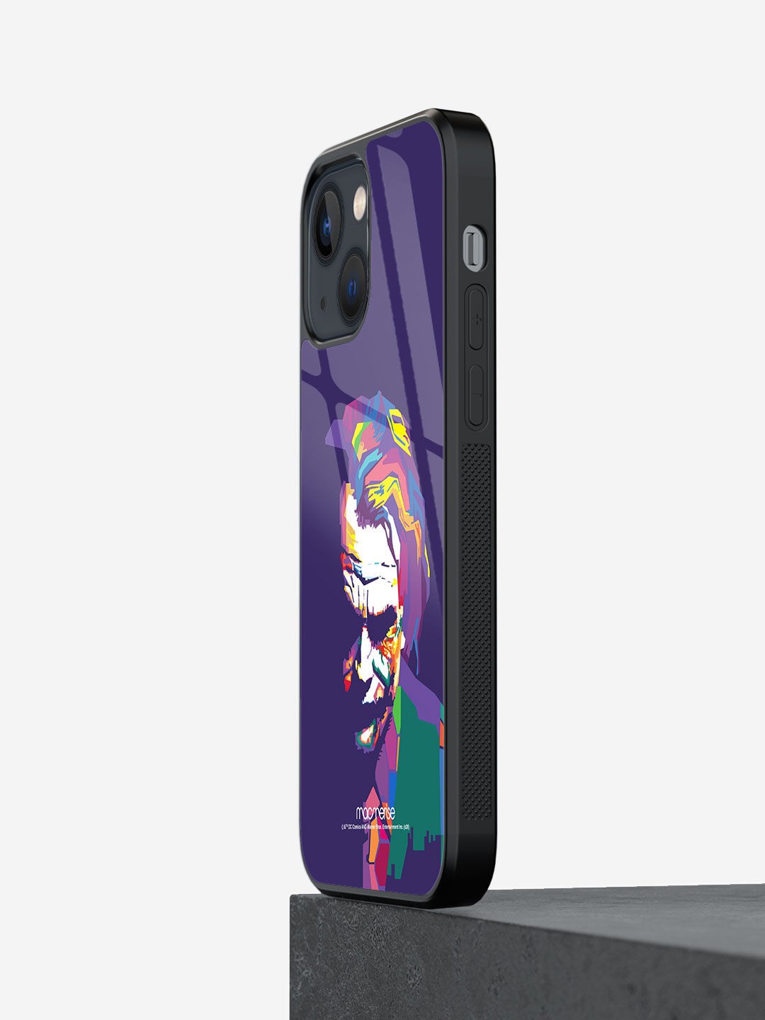 

macmerise Black & Violet Printed Joker Art Glass iPhone 13 Mini Back Case, Blue