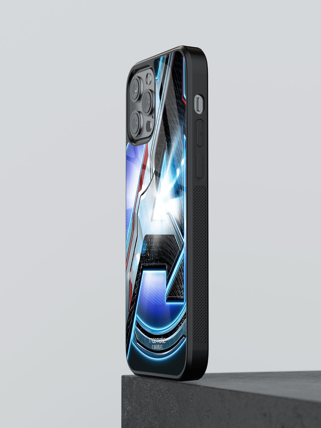 

macmerise Grey & Blue Endgame Logo Printed iPhone 13 Pro Back Case