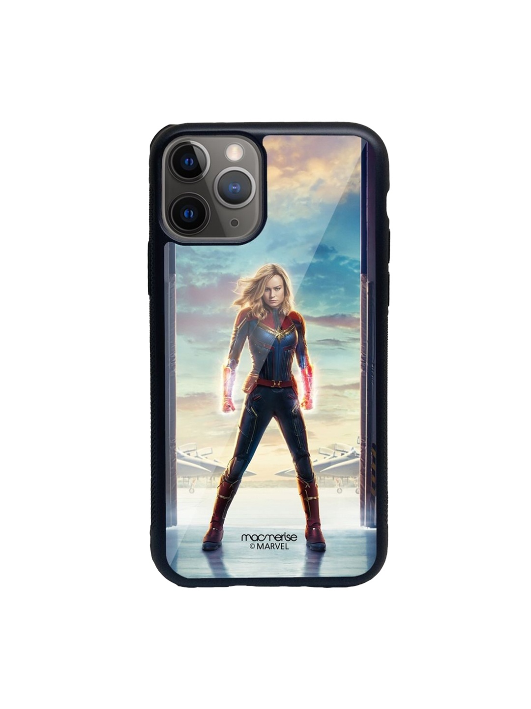

macmerise Multi-Coloured Printed Captain Marvel Poster Glass iPhone 11 Pro Back Case