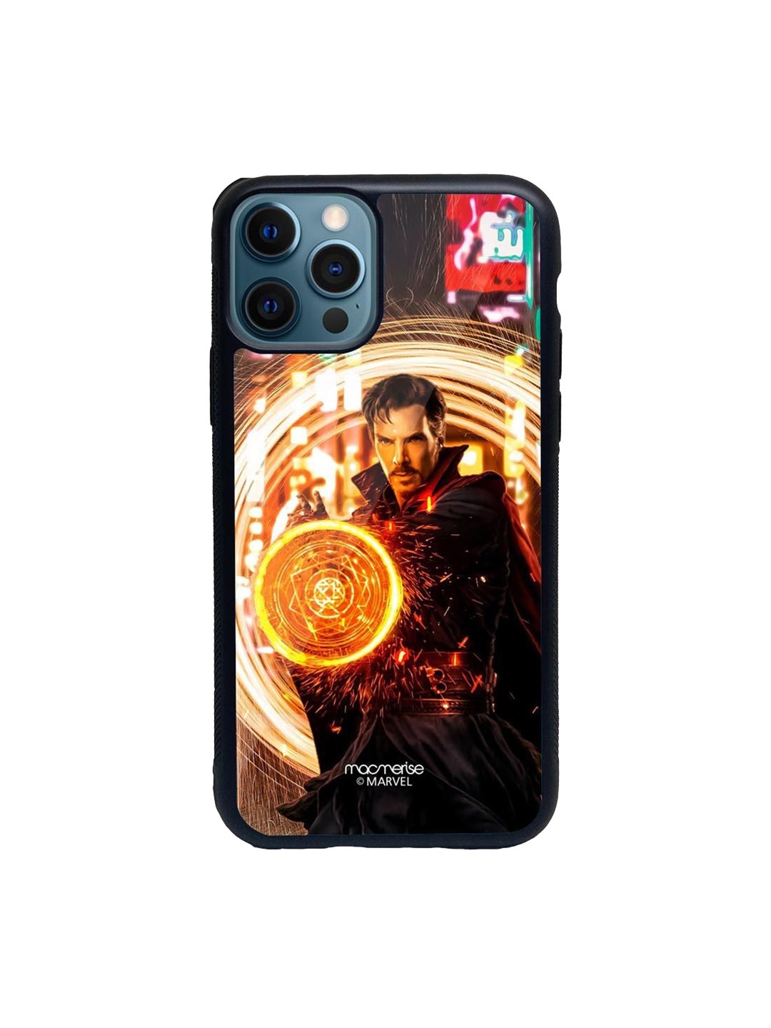 

macmerise Black & Gold Printed Glass iPhone 12 Pro Max Back Case