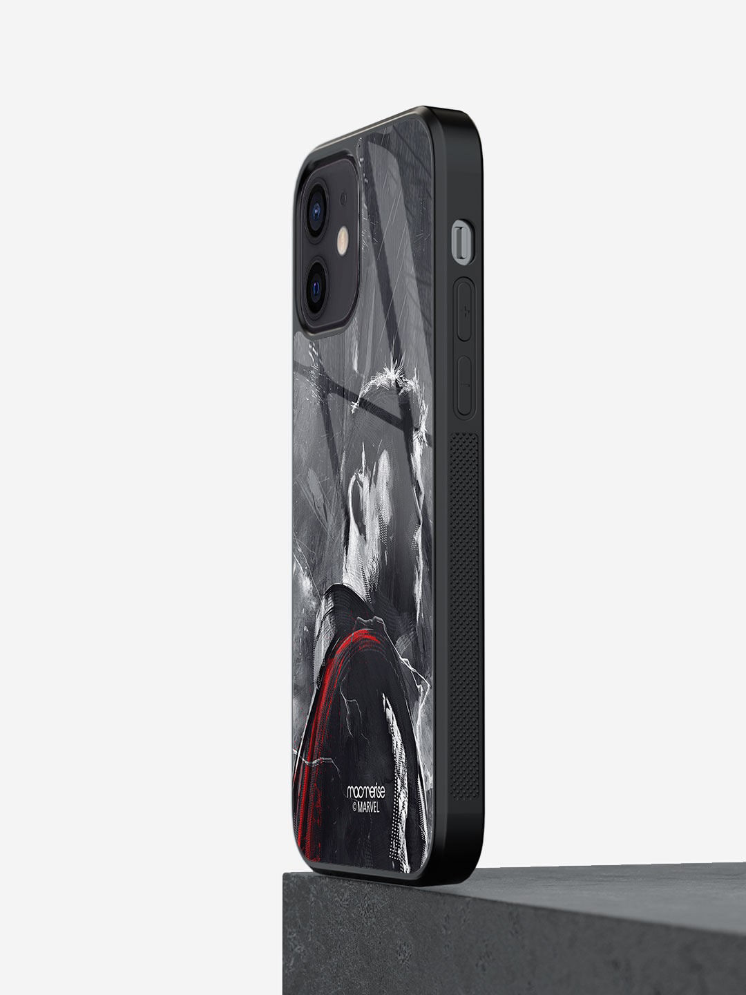 

macmerise Grey Charcoal Art Thor Printed iPhone 12 Mini Glass Back Case