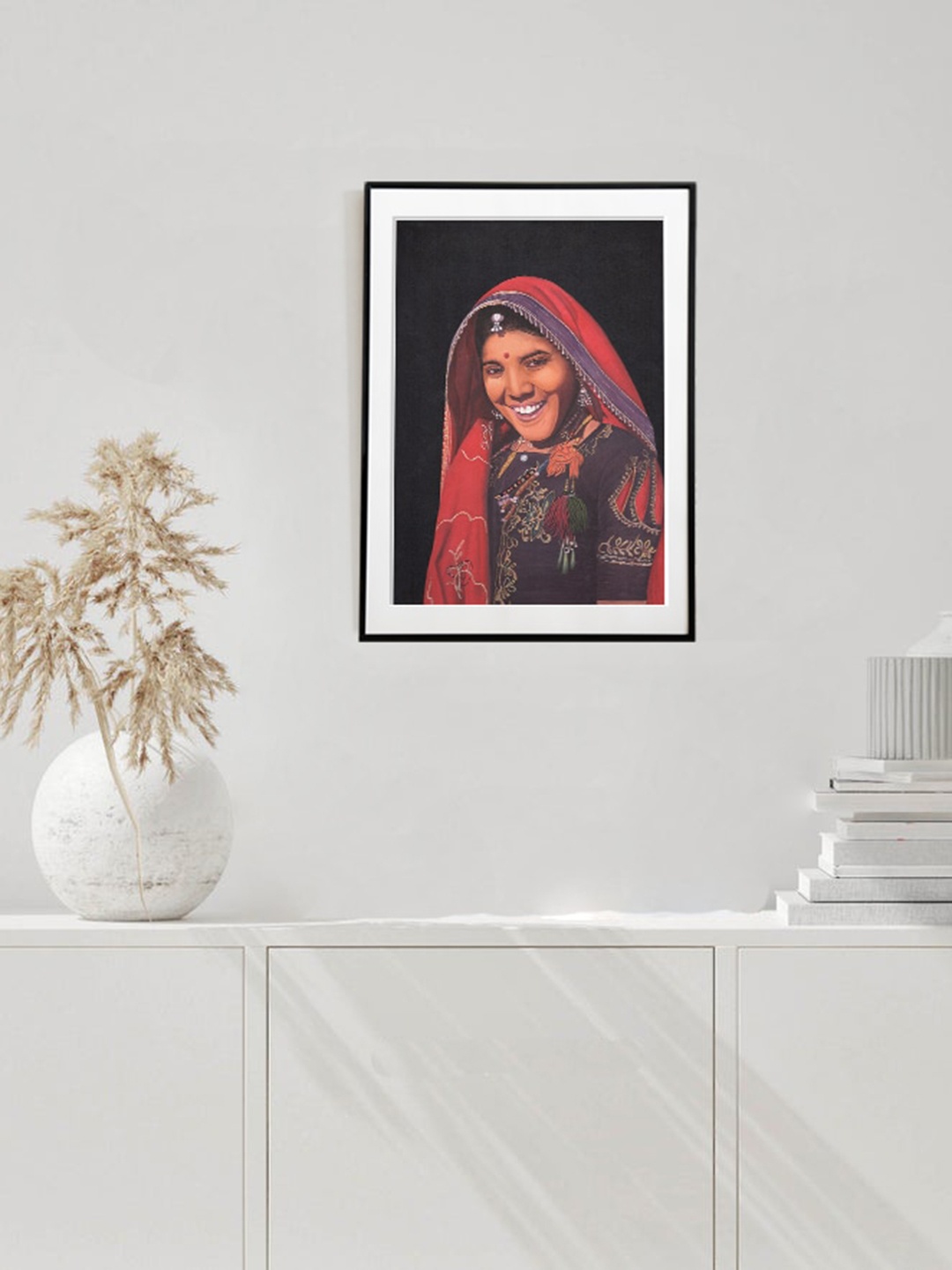 

Exotic India Gypsies of India Series Water Color Painting On Paper Wall Art, Red