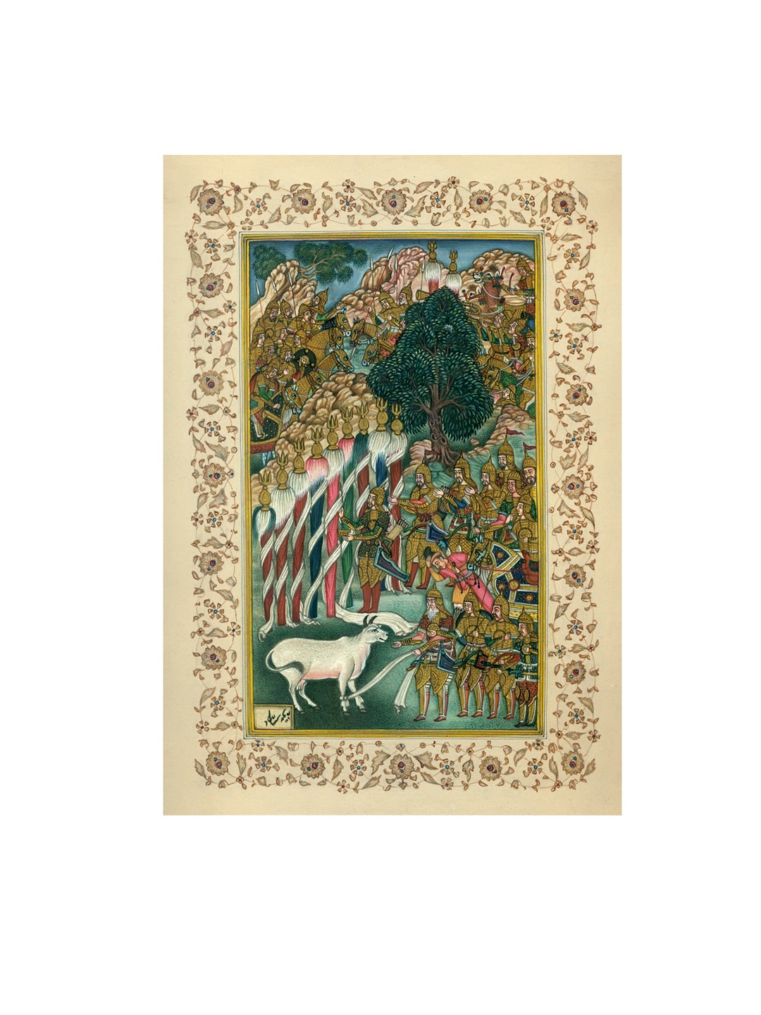 

Exotic India Acclamation of Nine Standards Miniature Painting On Paper, Multi