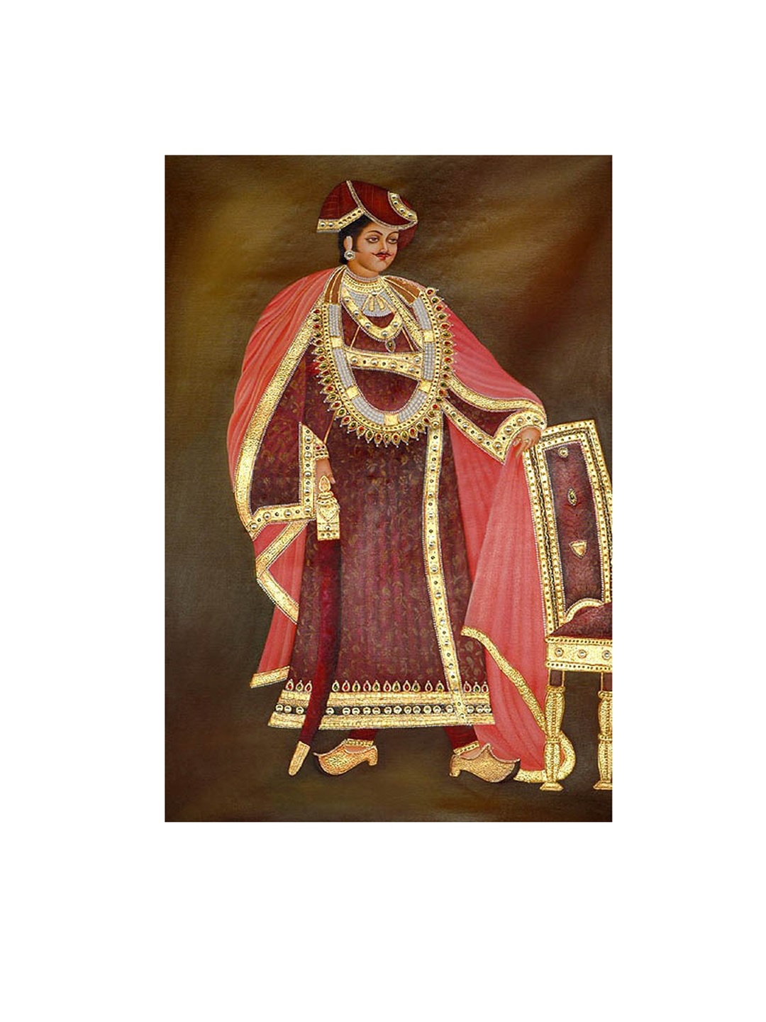 

Exotic India The Prince Oil Painting on Canvas, Brown
