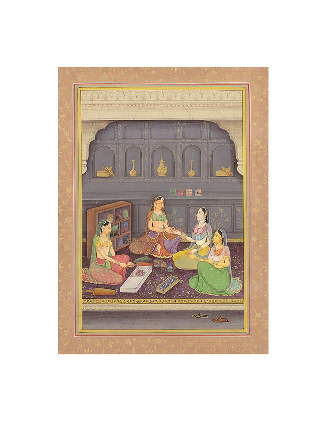 

Exotic India Brown & Beige Ladies at Bangles Shop Painting Wall Art