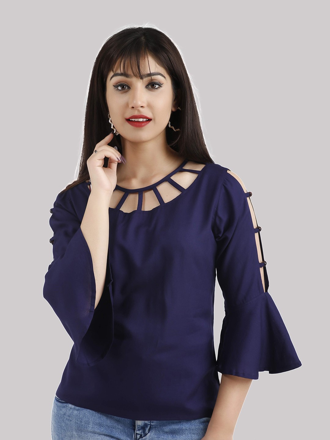 

Fab Star Women Blue Casual Top