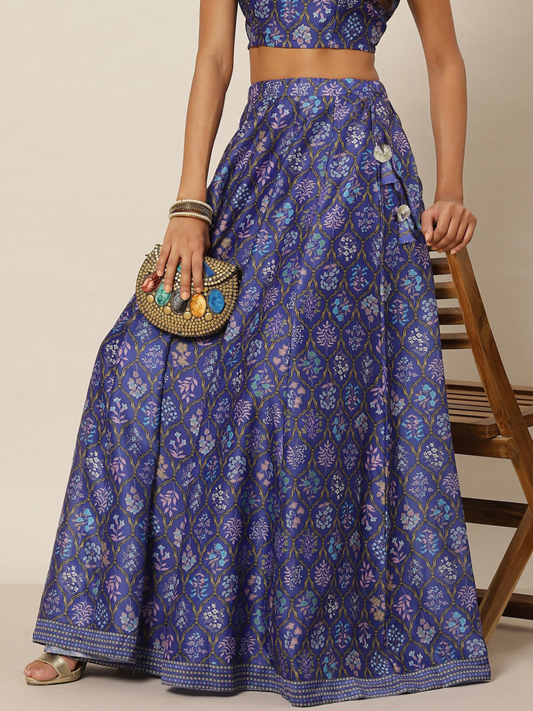 

Shae by SASSAFRAS Women Purple Printed Flared Maxi Skirts