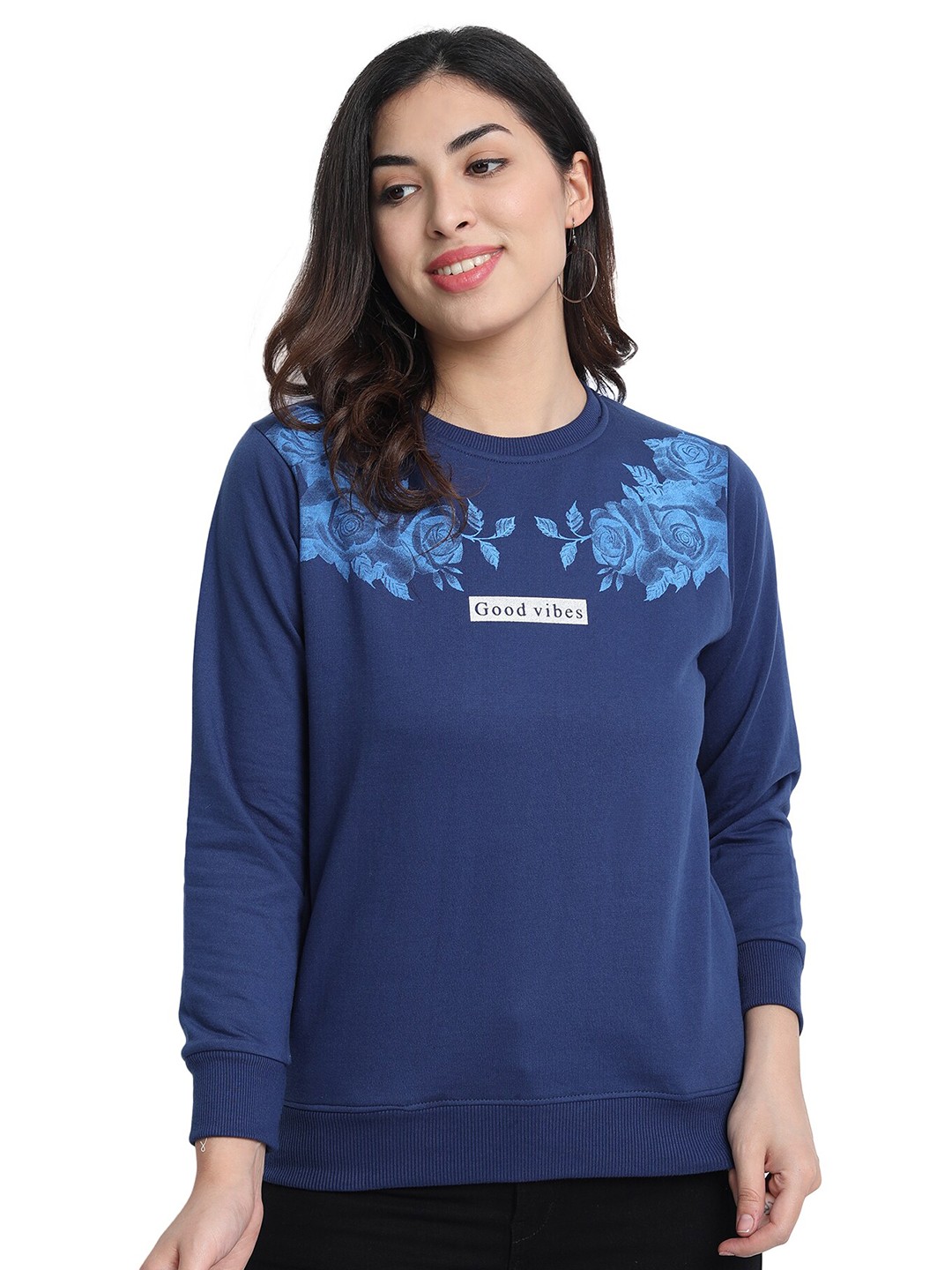 

CHOZI Women Blue Printed Sweatshirt