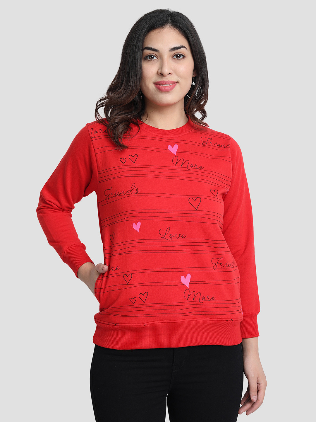 

CHOZI Women Red Printed Sweatshirt