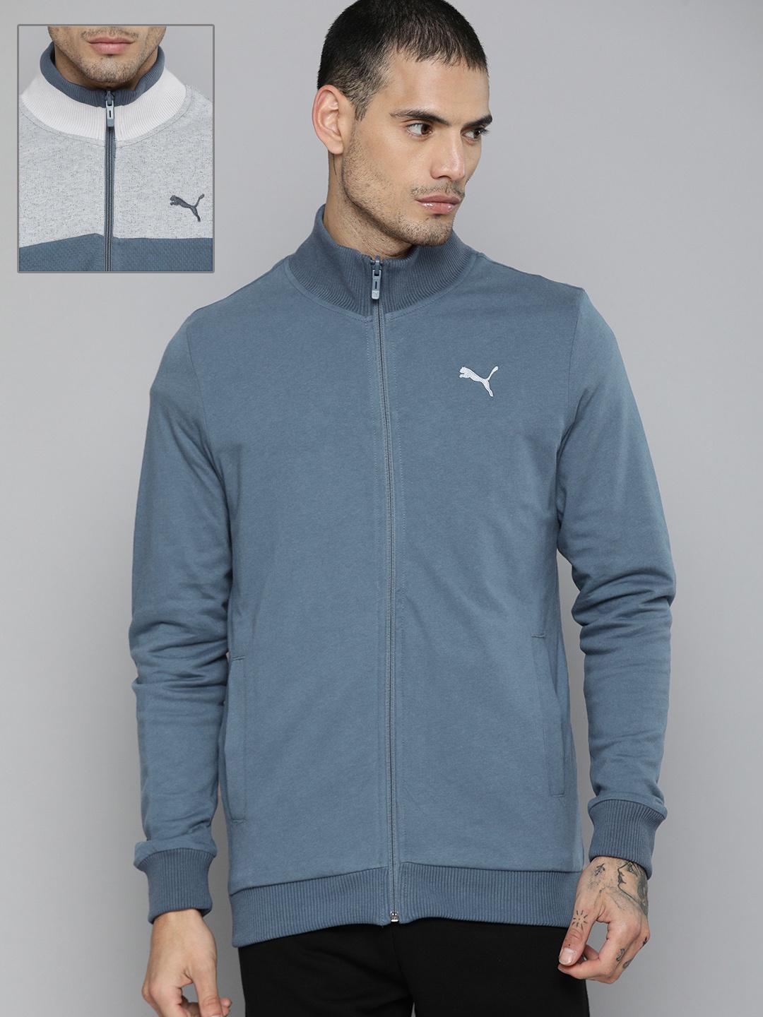 

Puma Men Colourblocked Reversible Full-Zip Slim Fit Outdoor Sporty Jacket, Grey