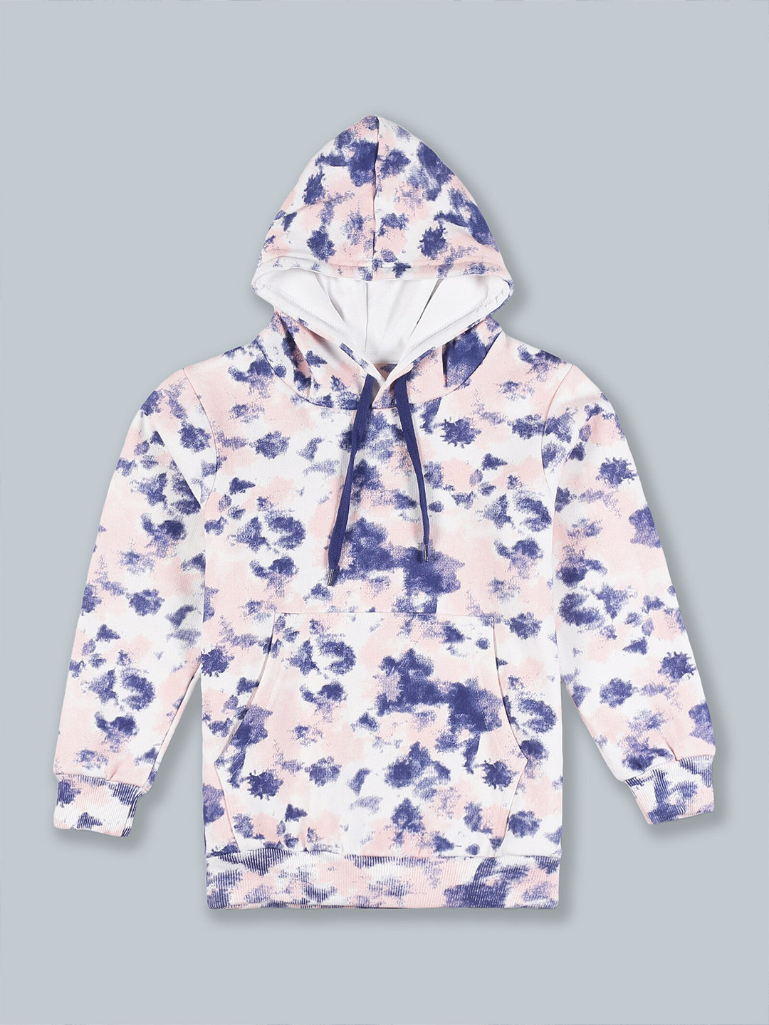 

KiddoPanti Unisex Kids Pink Printed Hooded Sweatshirt