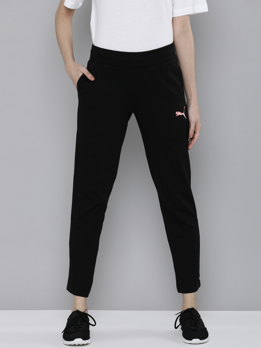 

Puma Women Black Solid Cat Graphic Track Pants