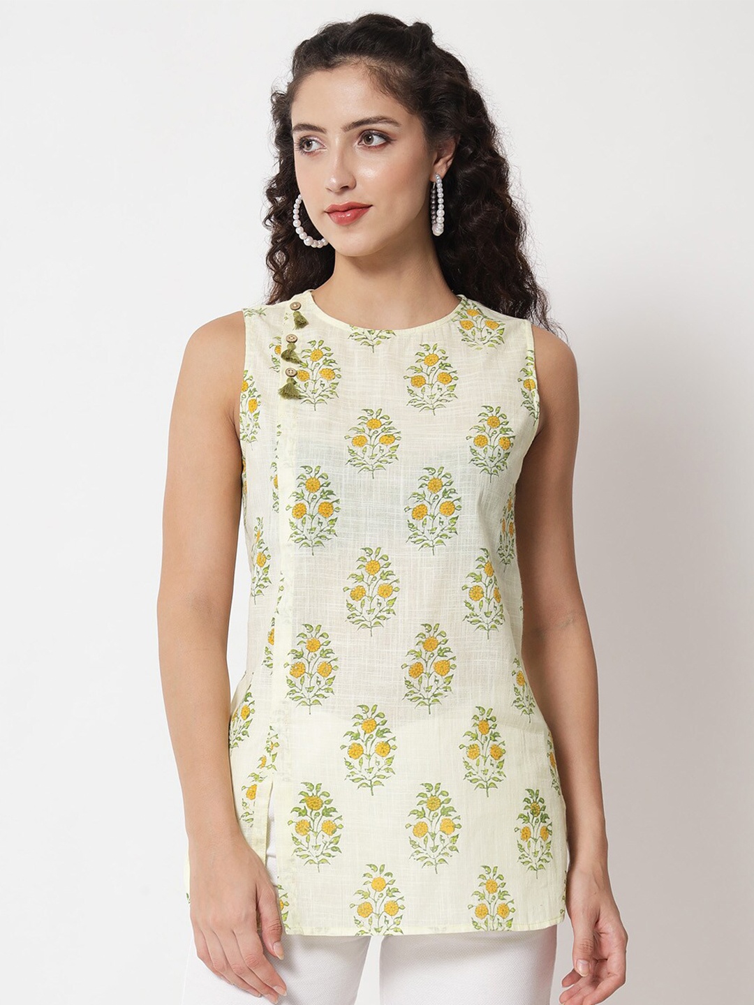 

Beatnik Green Floral Printed Kurti