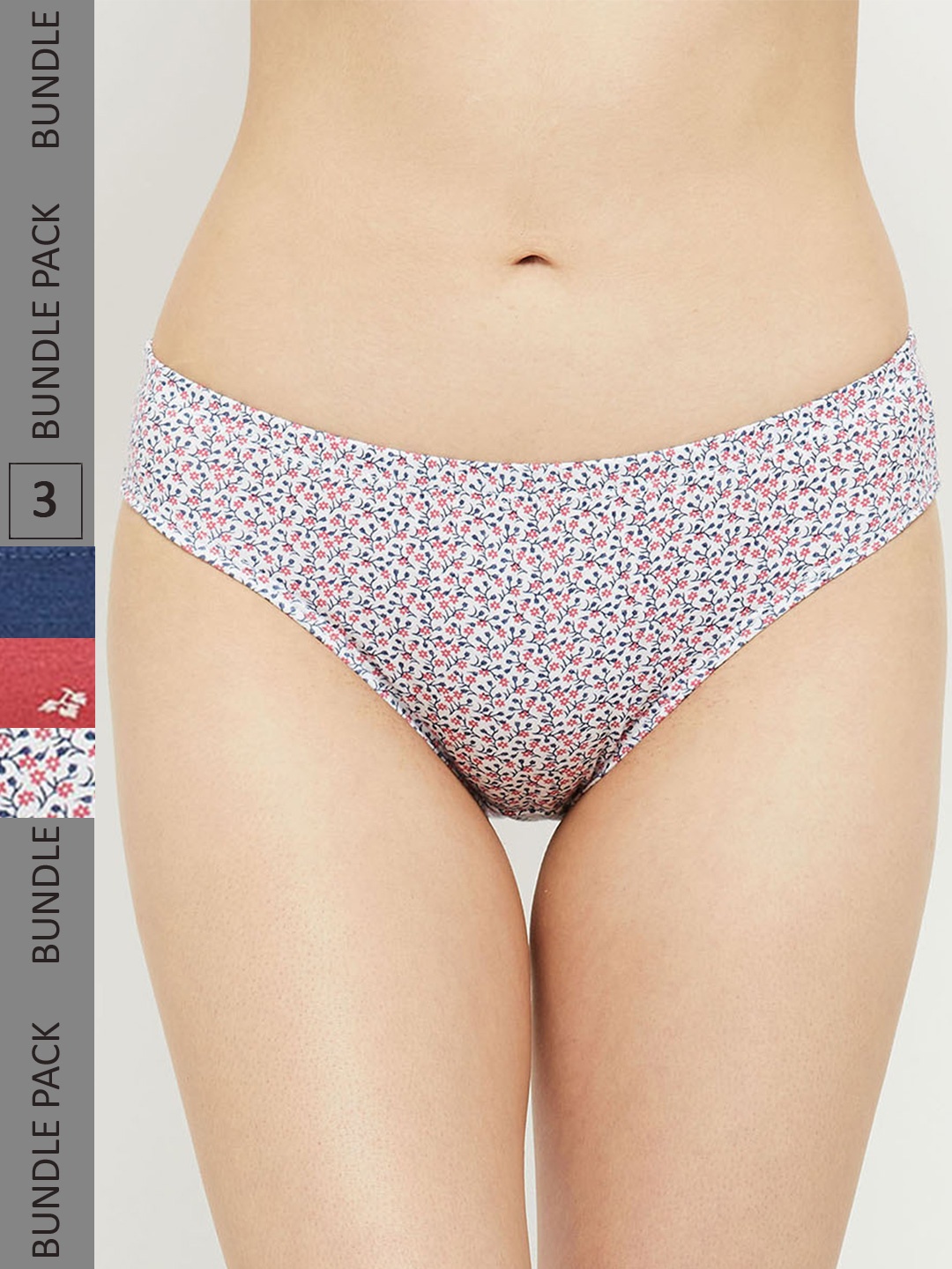 

max Women Pack Of 3 Printed Cotton Hipster Briefs, Blue