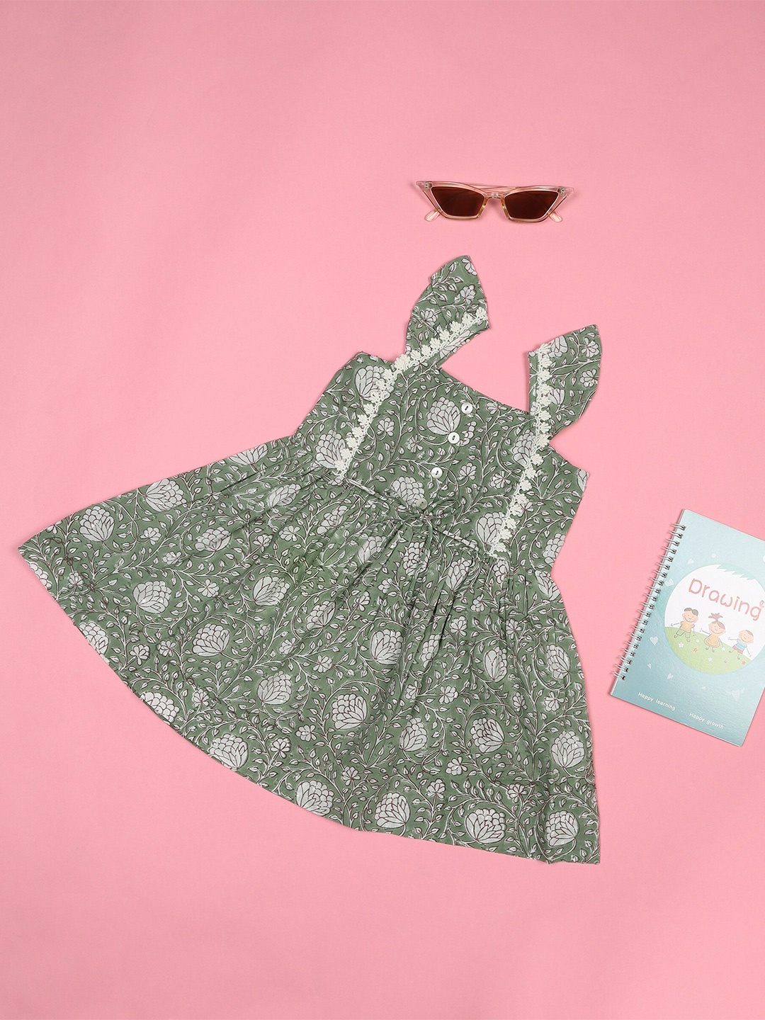

Ka-mee Girls Grey Floral Printed Dress