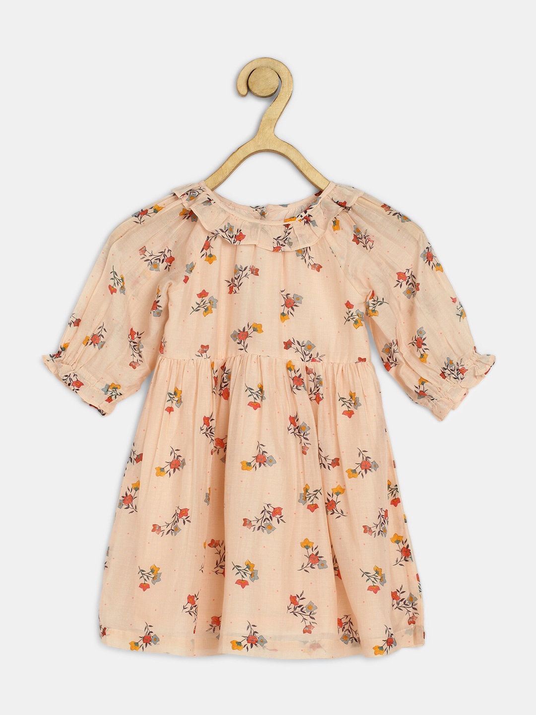 

Ka-mee Girls Peach-Coloured Floral Dress