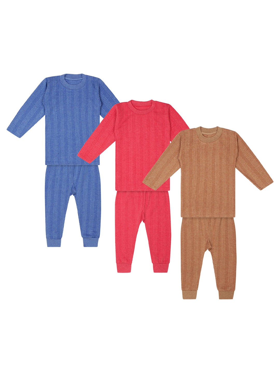

Superminis Infant Kids Pack Of 3 Solid Cotton Thermal Set, Blue