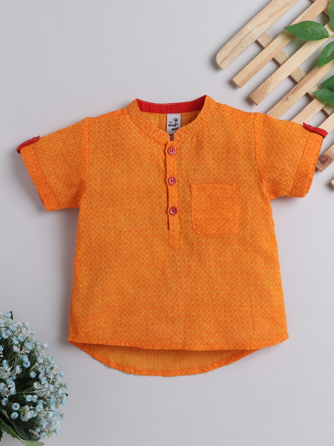 

The Magic Wand Boys Orange Summer Sheers Dobby Kurta