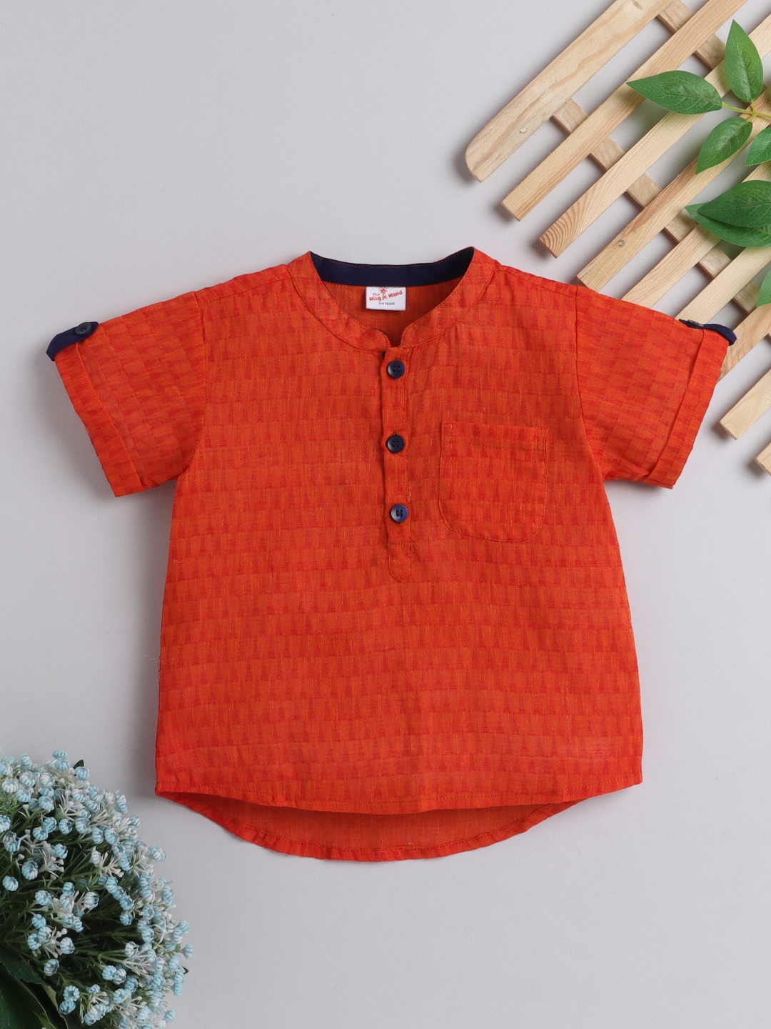 

The Magic Wand Boys Red Thread Work Summer Sheers Dobby Kurta