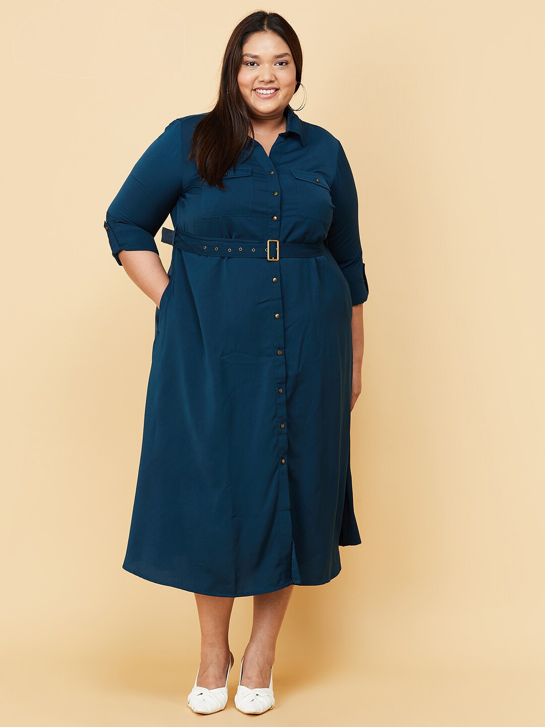 

Max Plus Size Teal Shirt Midi Dress