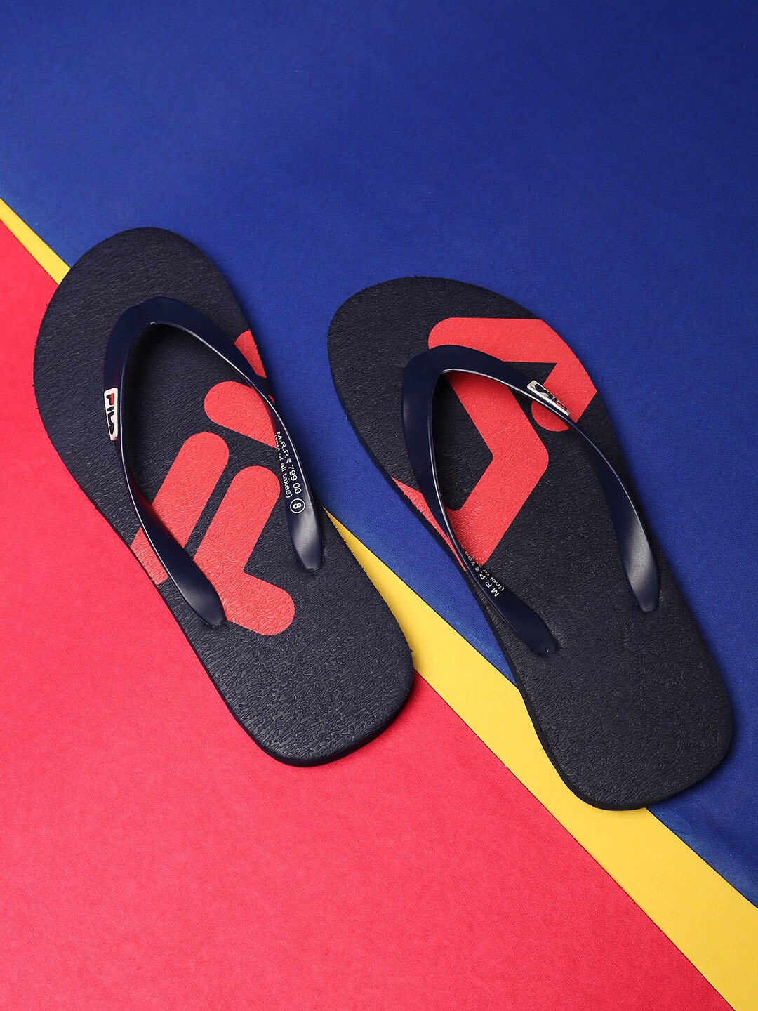 

FILA Men Chap Plus Brand Logo Printed Room Slippers, Black