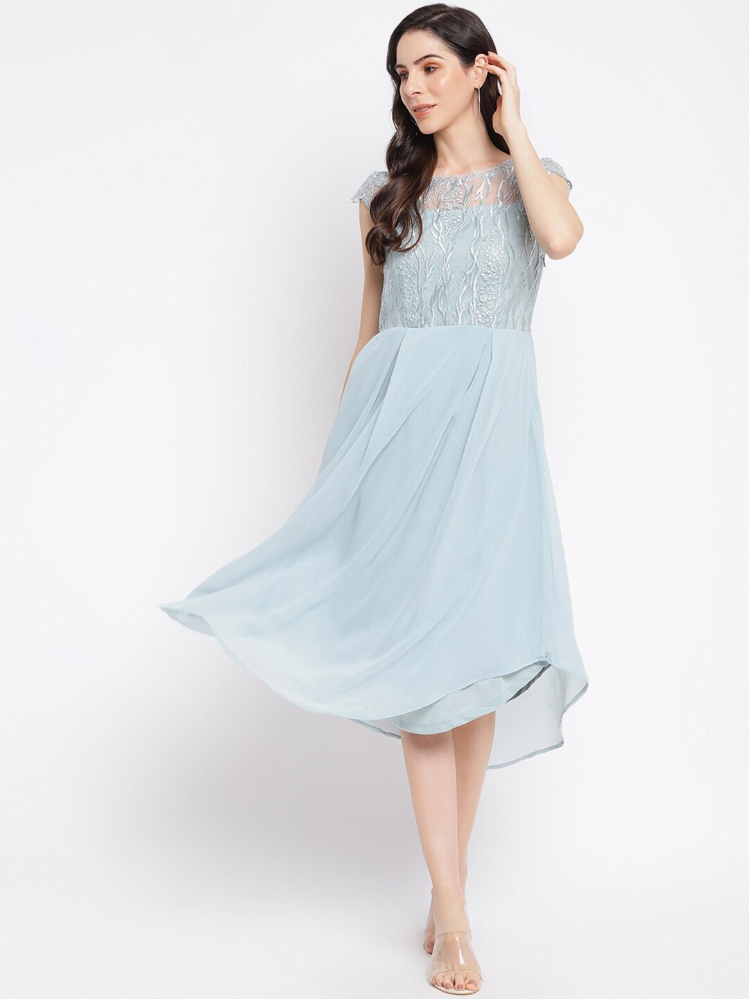 

Latin Quarters Women Blue Self-Design Midi Dress