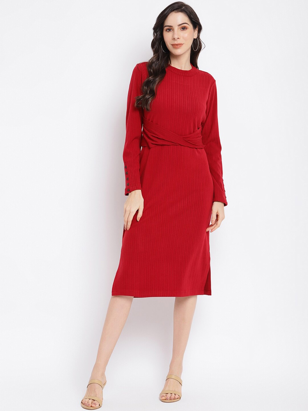 

Latin Quarters Maroon A-Line Dress