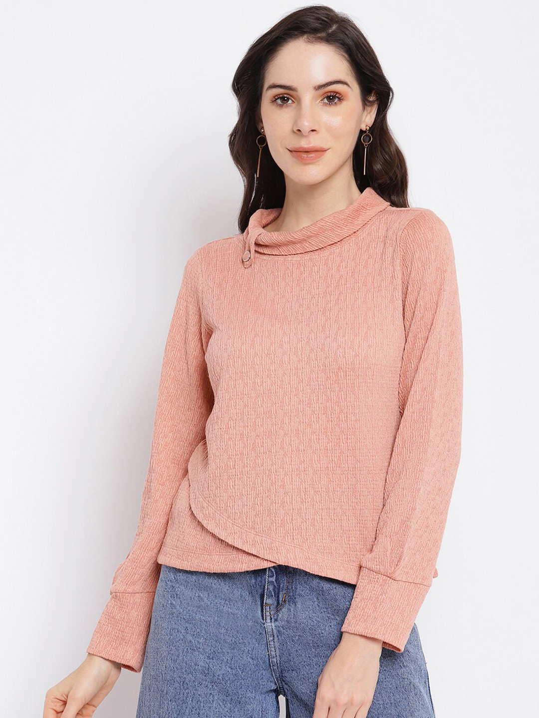 

Latin Quarters Women Beige Self Design Pullover