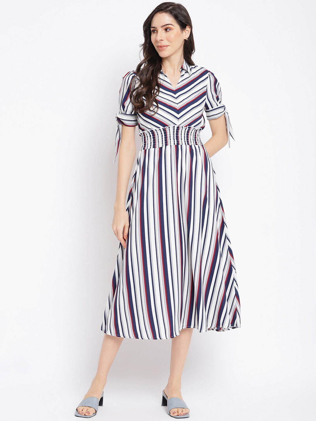 

Latin Quarters Blue & White Striped Midi Dress