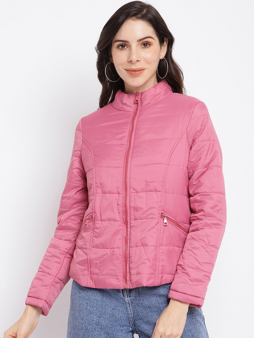 

Latin Quarters Women Pink Solid Padded Jacket