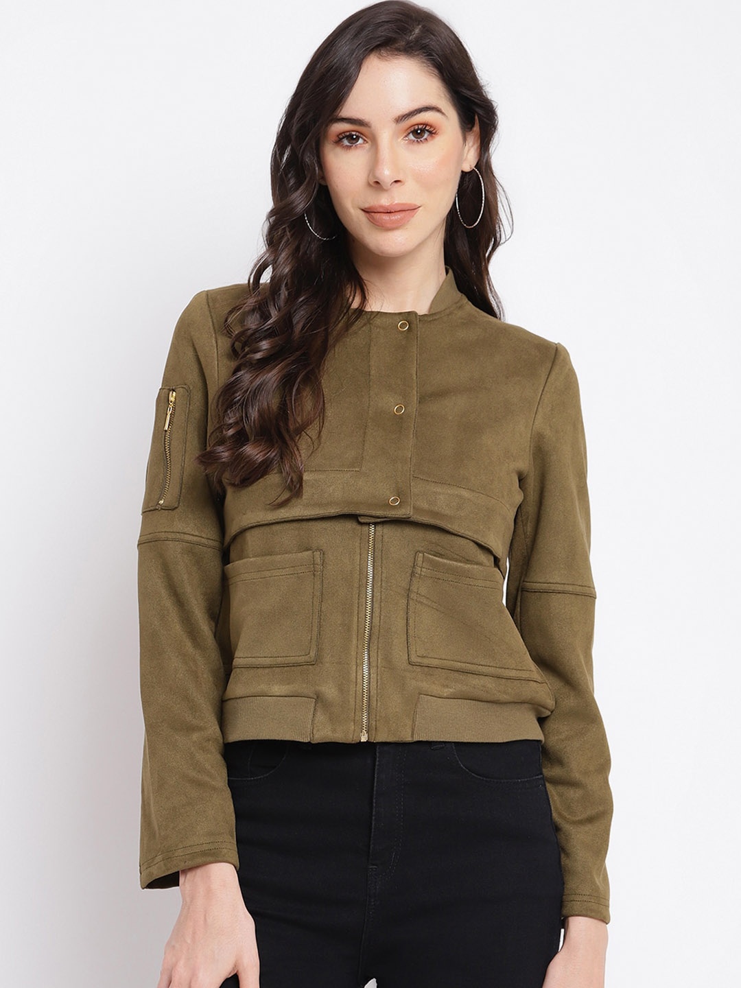 

Latin Quarters Women Green Crop Tailored Jacket