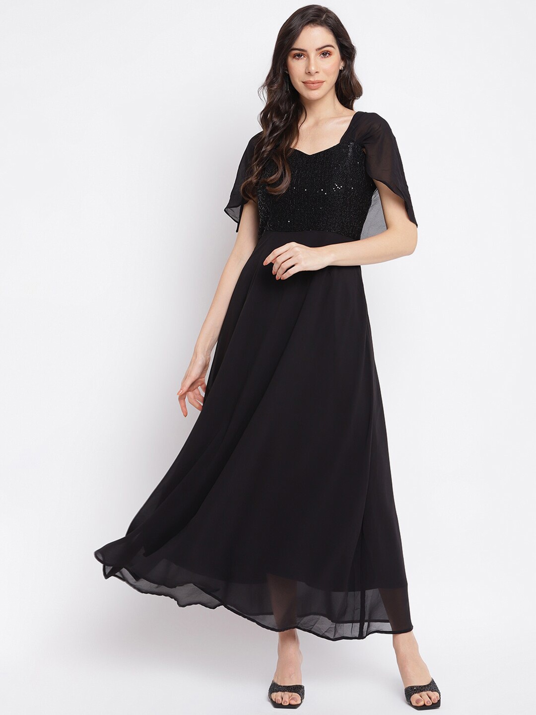 

Latin Quarters Women Black Embellished Maxi Dress