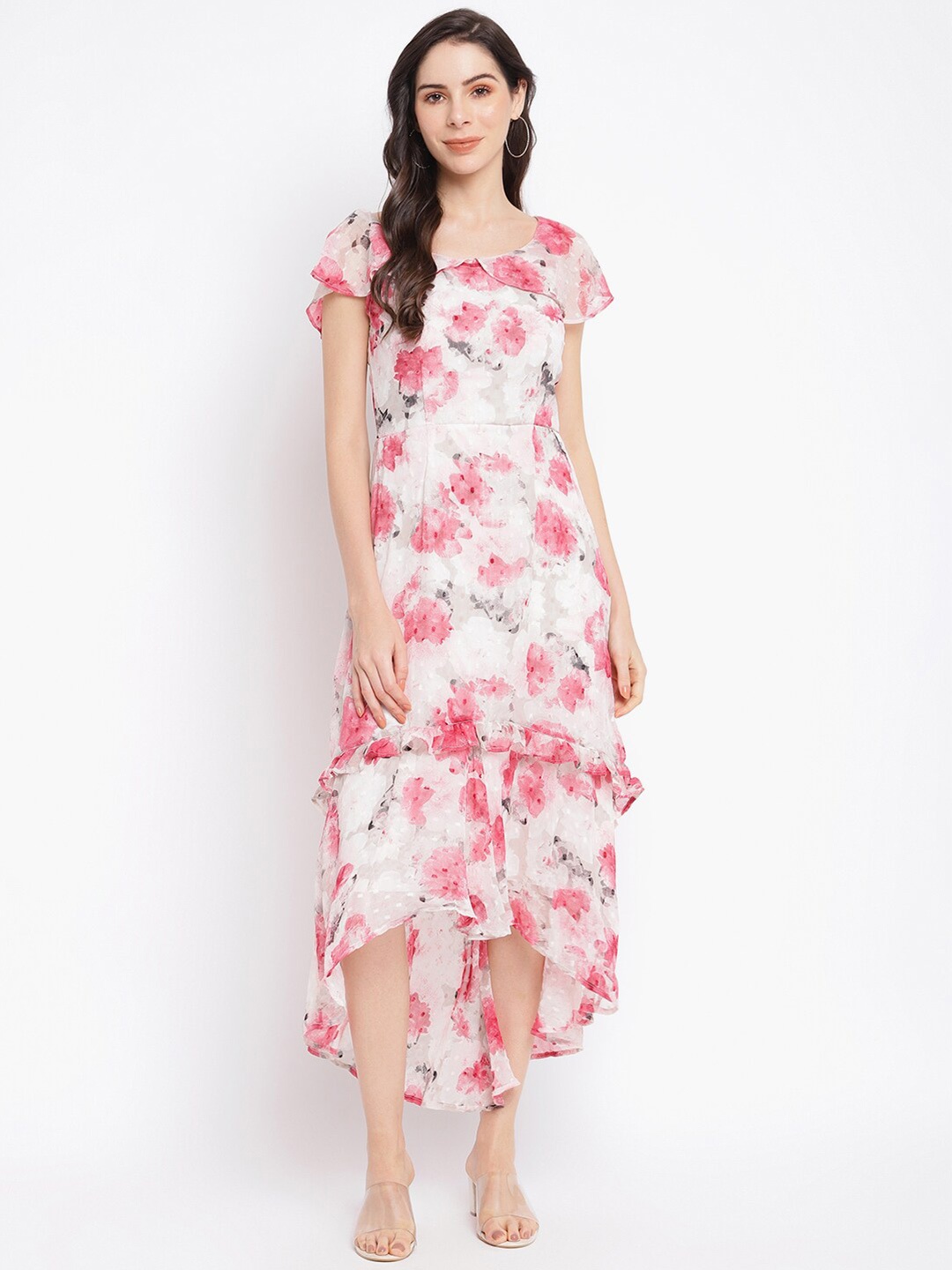 

Latin Quarters Red Floral A-Line Midi Dress