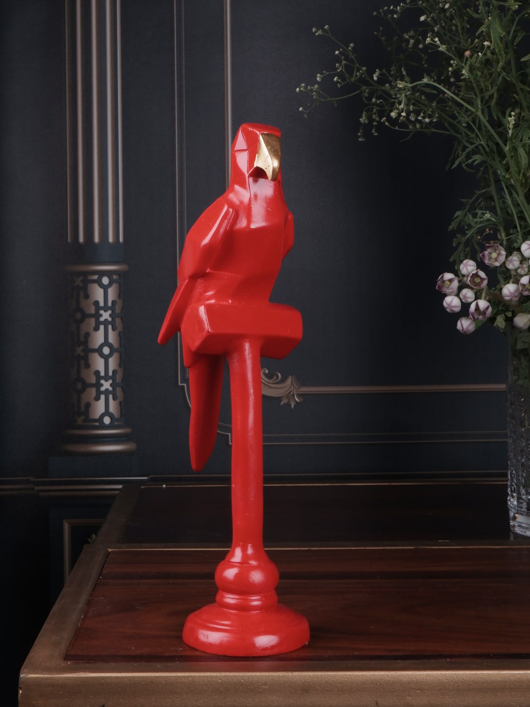 

THE WHITE INK DECOR Red Perrot Fengshui Showpieces