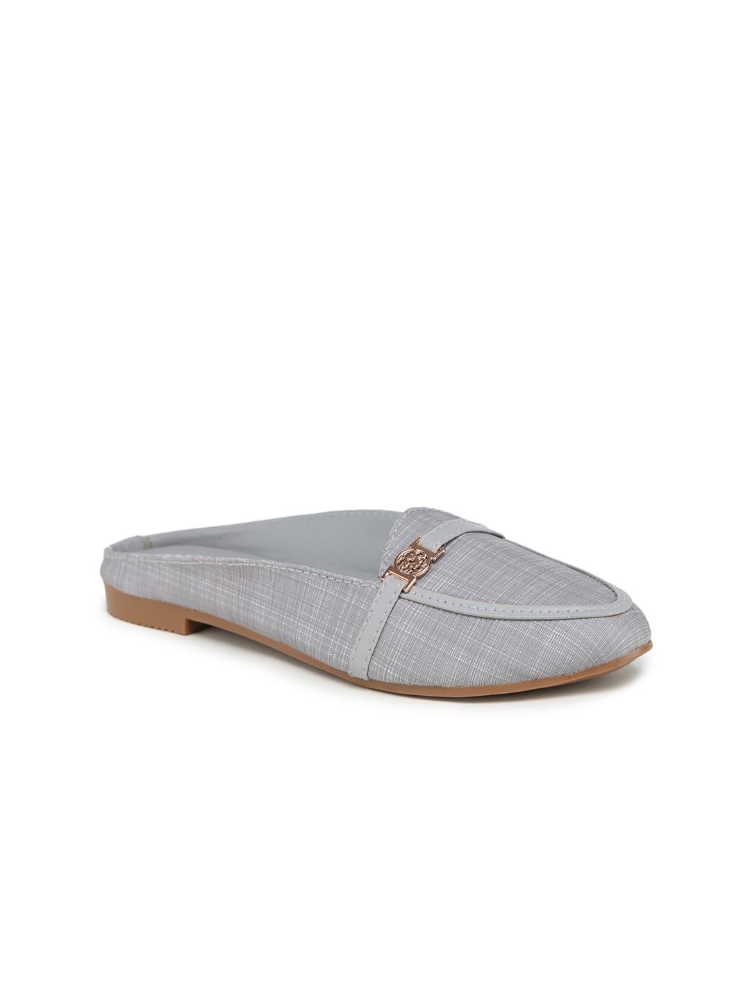 

Moonwalk Women Grey Textured Mules with Buckles