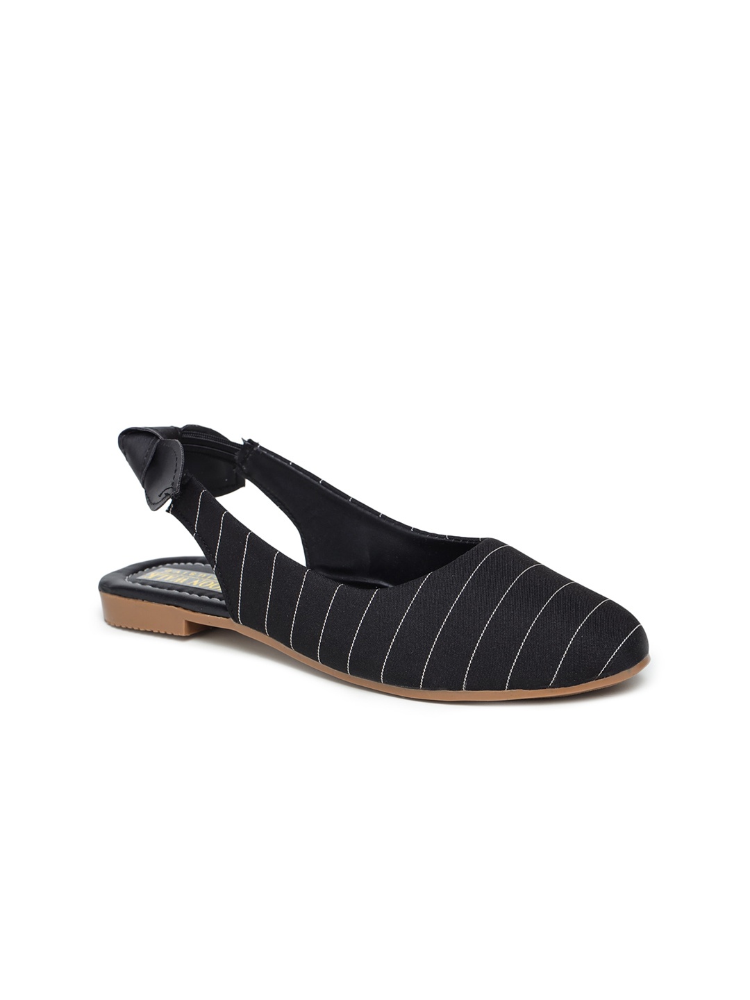 

Moonwalk Women Black Striped Mules with Bows