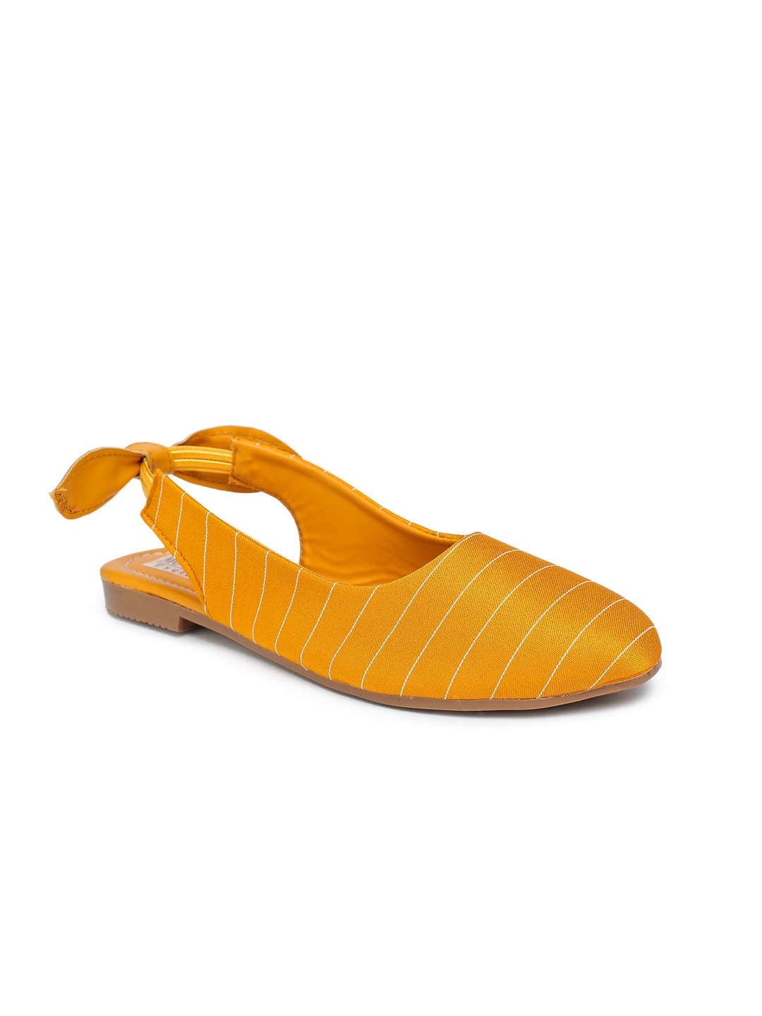 

Moonwalk Women Yellow Striped Ballerinas with Bows