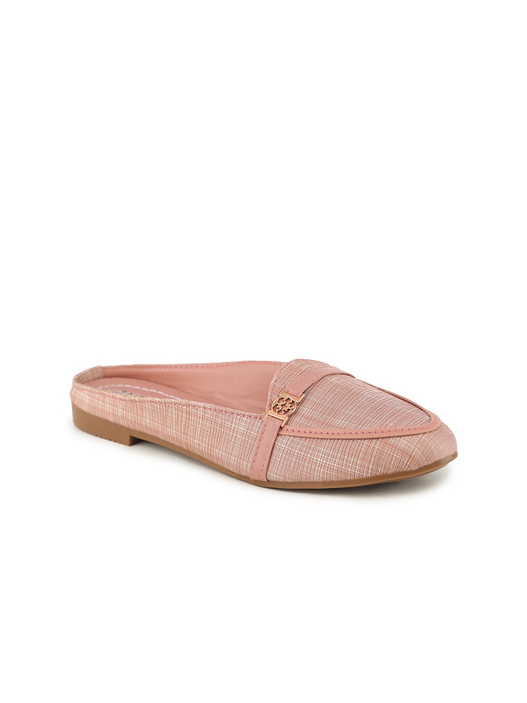

Moonwalk Women Pink Textured Mules with Buckles