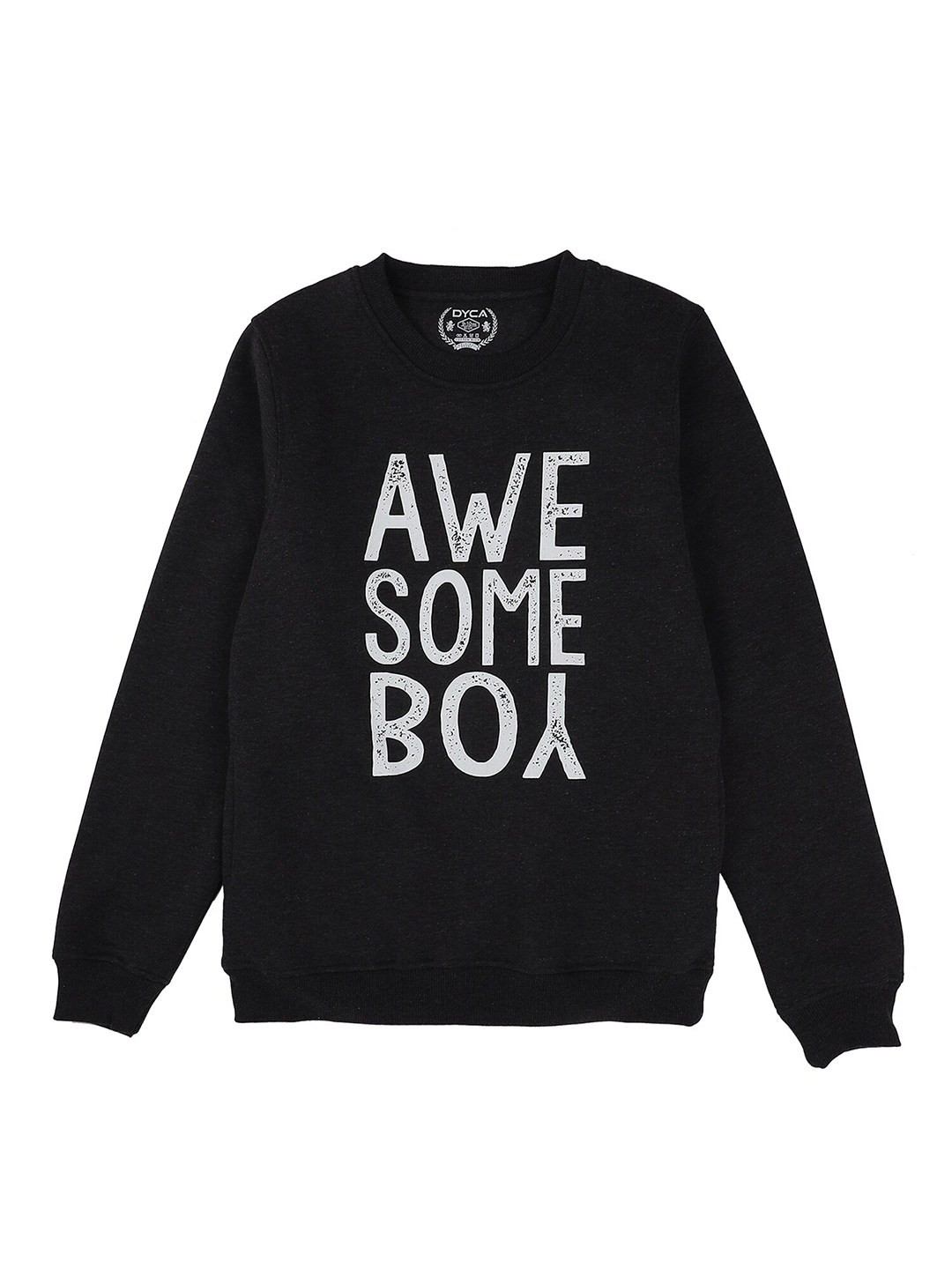

DYCA Boys Grey Printed Typography Round Neck Full Sleeves Sweatshirt
