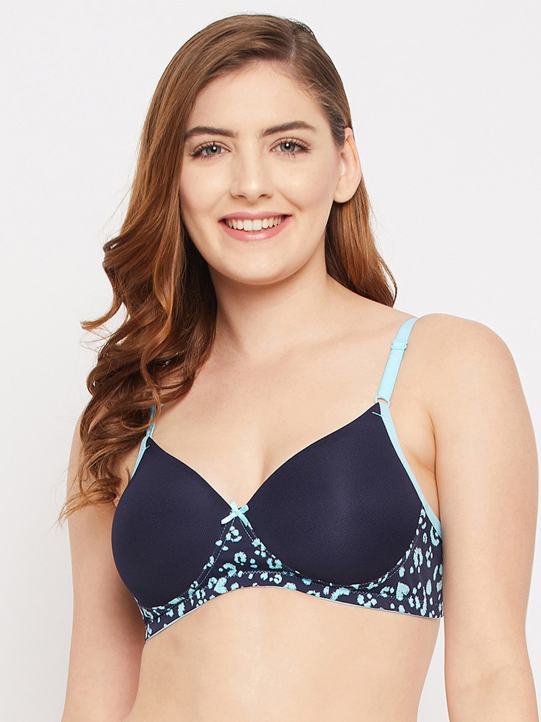 

Clovia Navy Blue & Blue Abstract Bra Lightly Padded