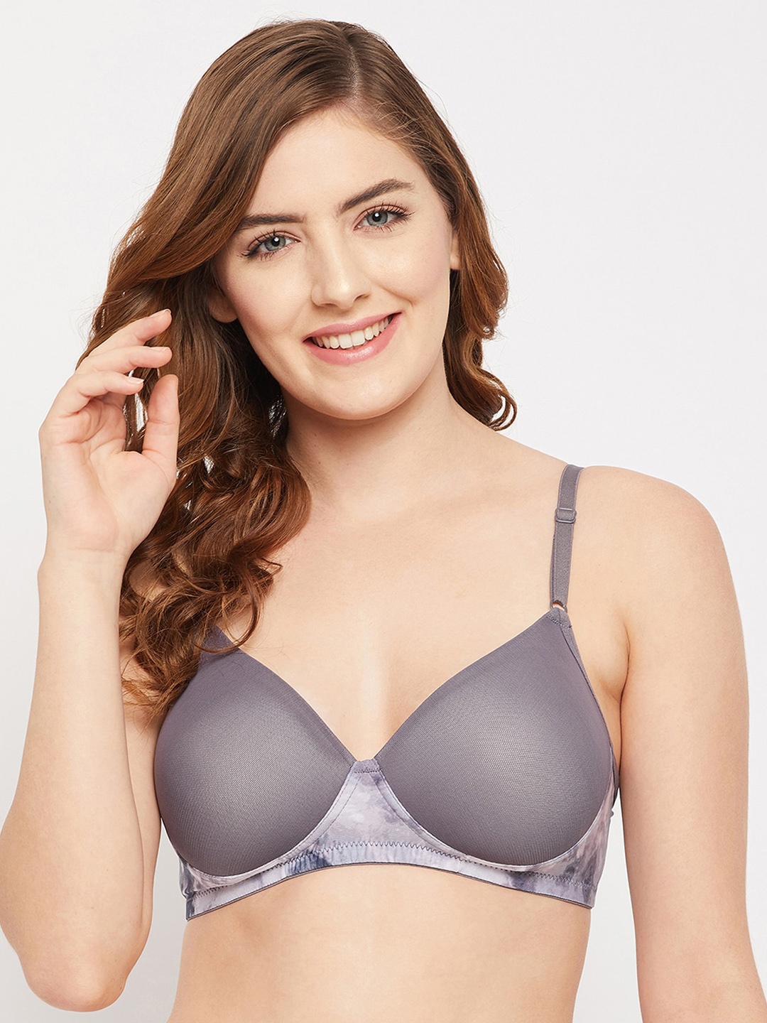 

Clovia Grey Abstract Lightly Padded Non-Wired Bra