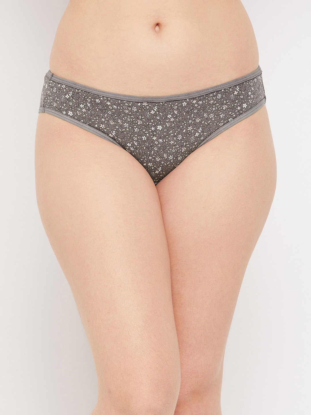 

Clovia Women Grey Floral Printed Cotton Bikini Briefs