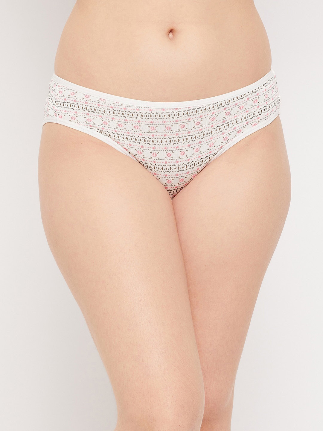 

Clovia Women Printed Low-Waist Cotton Bikini Briefs PN3380H18XXL, White
