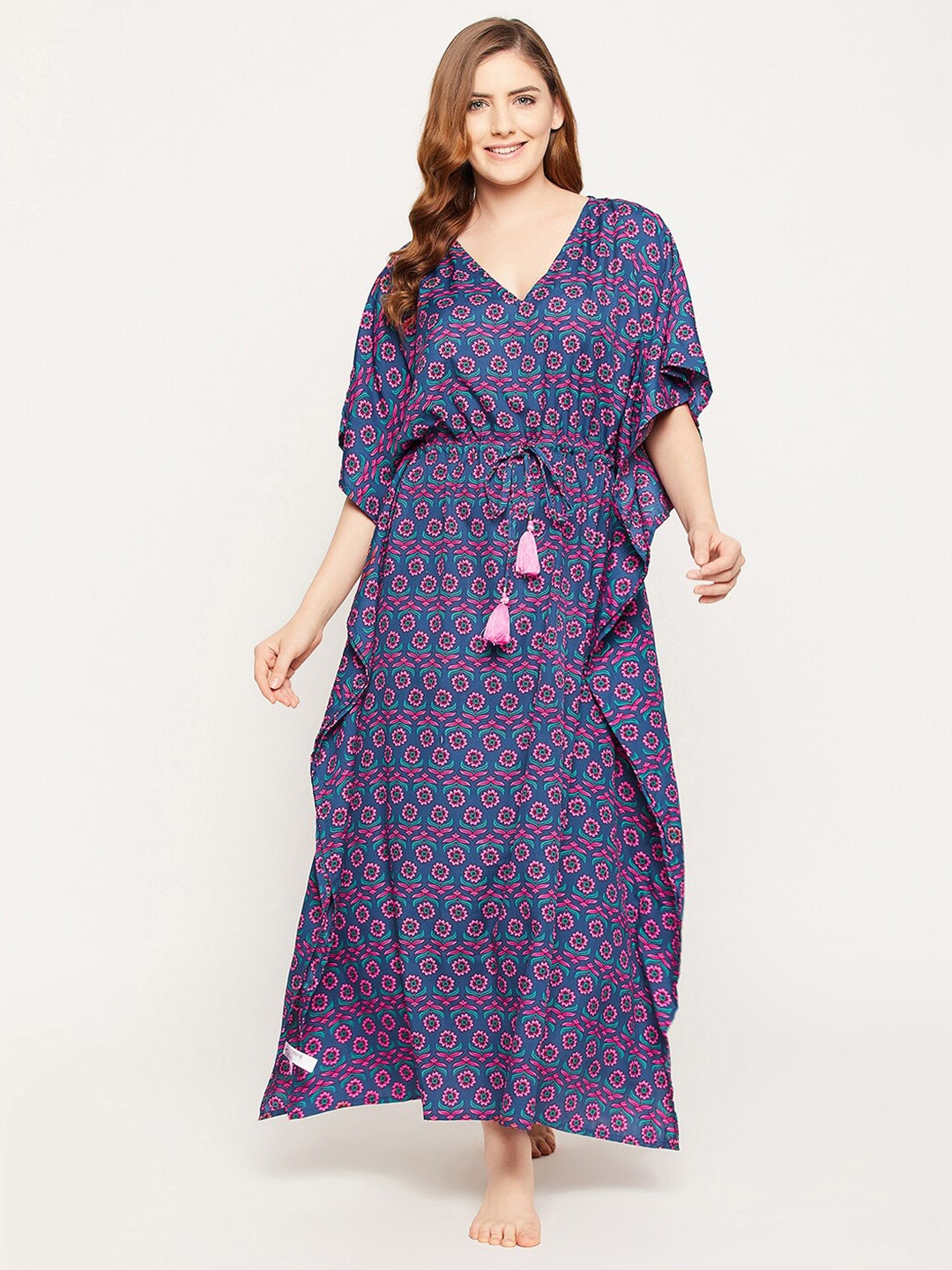 

Clovia Pretty Florals Crepe Long Kaftan, Pink