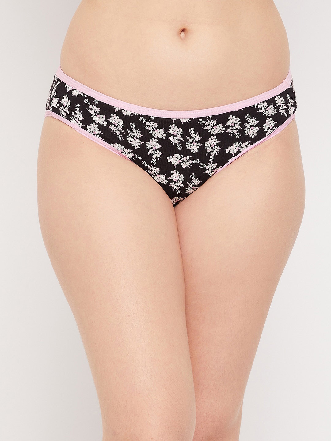 

Clovia Women Black Floral Printed Cotton Bikini Brief