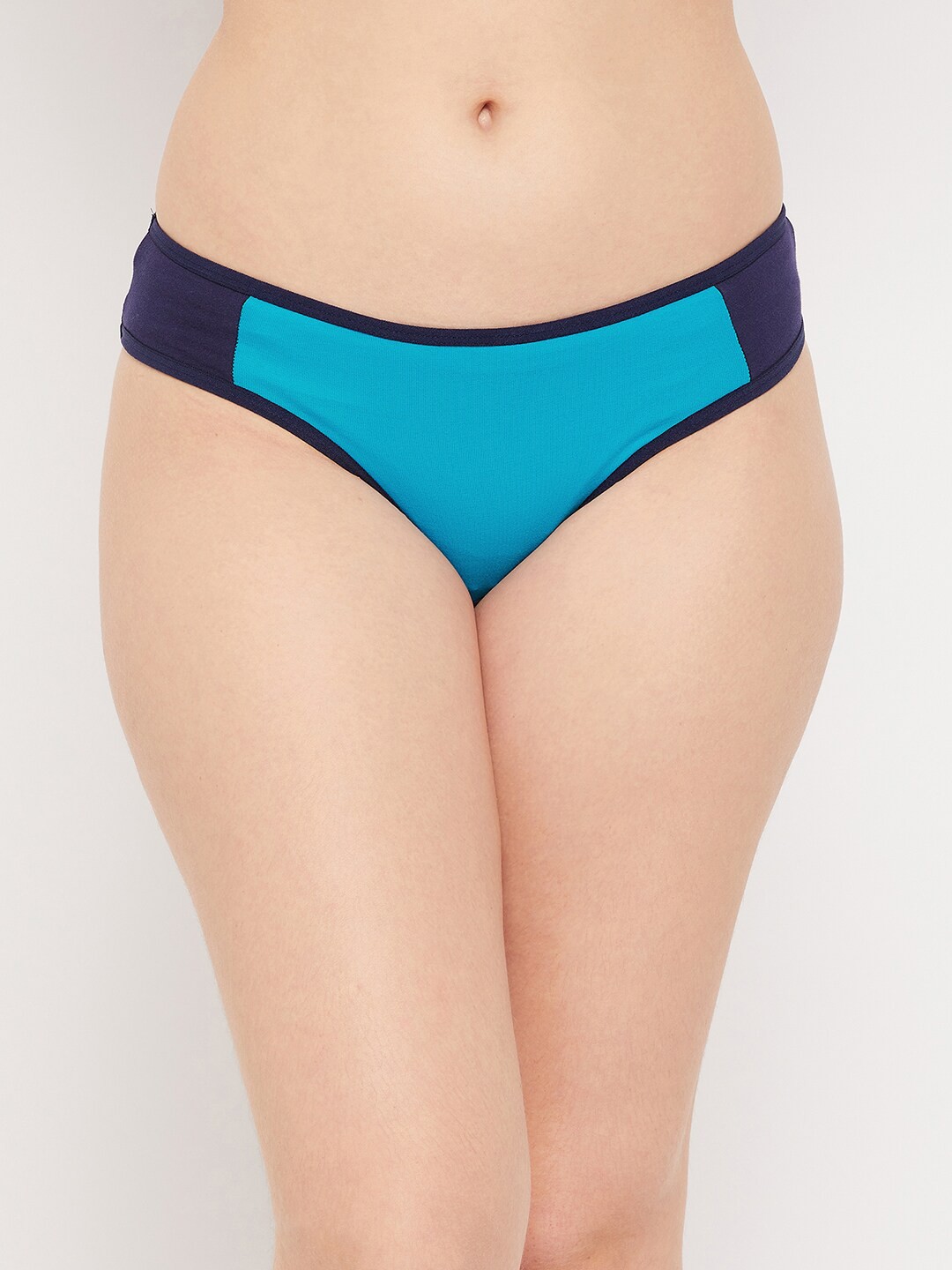 

Clovia Women Navy Blue & Blue Colourblocked Cotton Bikini Briefs