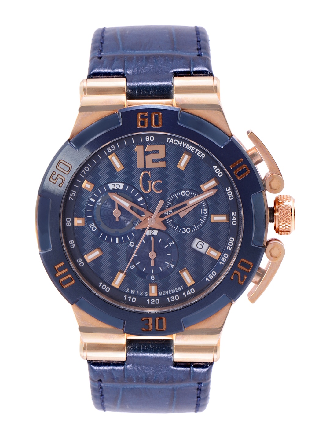 

GC Men Blue Dial & Blue Leather Straps Analogue Chronograph Watch Y52001G7MF