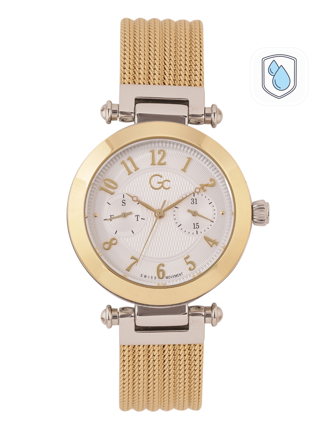 

GC Women Patterned Dial & Bracelet Style Straps Analogue Watch Y48004L1MF, White