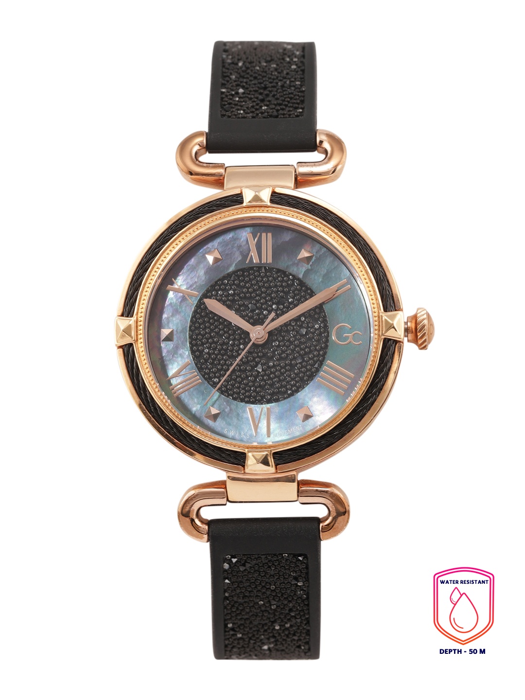 

GC Women Black Mother of Pearl Analogue Watch Y58003L2MF