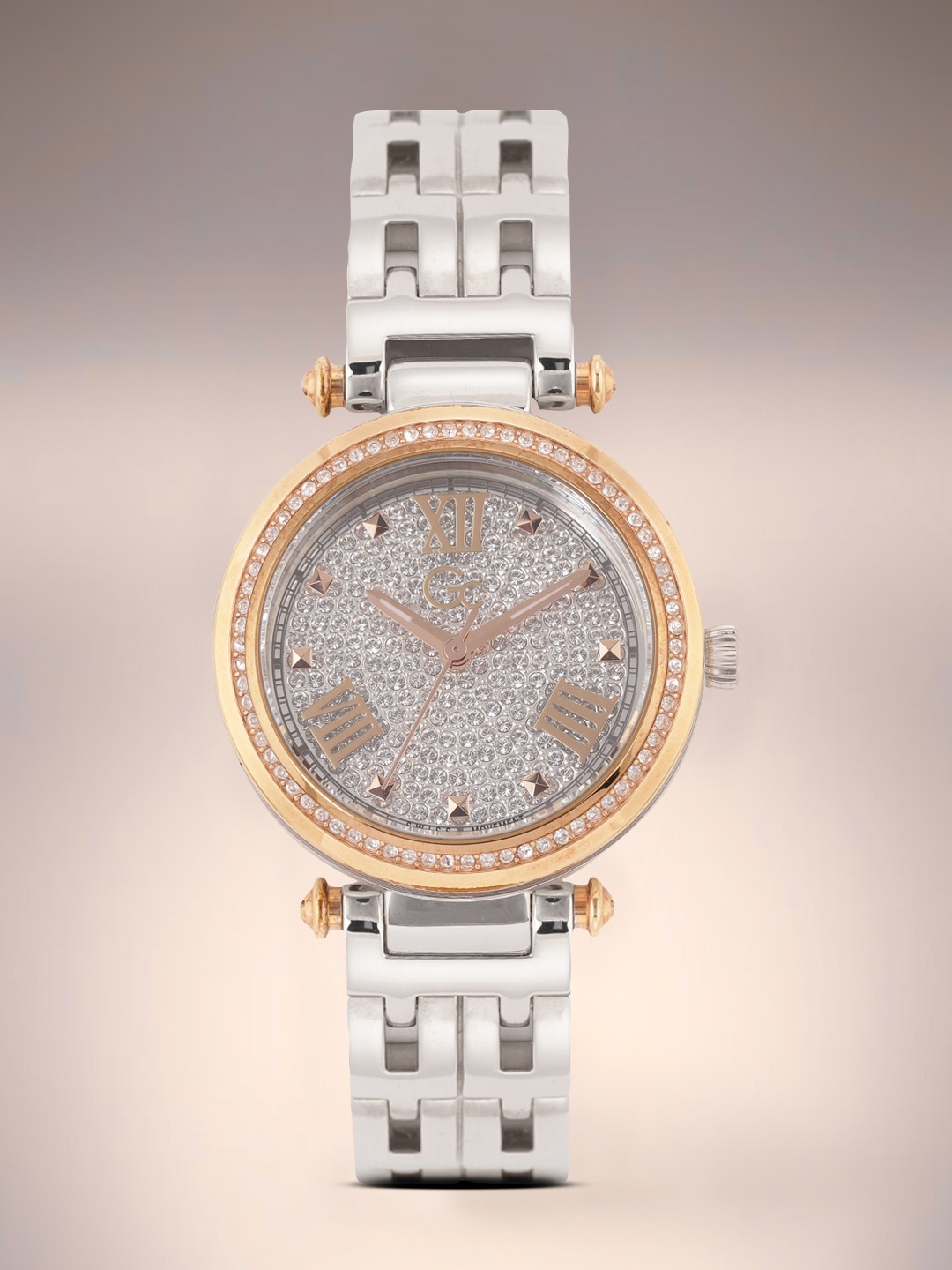 

GC Women Embellished Dial & Bracelet Style Straps Analogue Watch Y47004L1MF, Silver